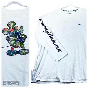 DISNEY x TOMMY BAHAMA Mens 3X Jungle Jubilee Mickey Applique Long Sleeve Shirt